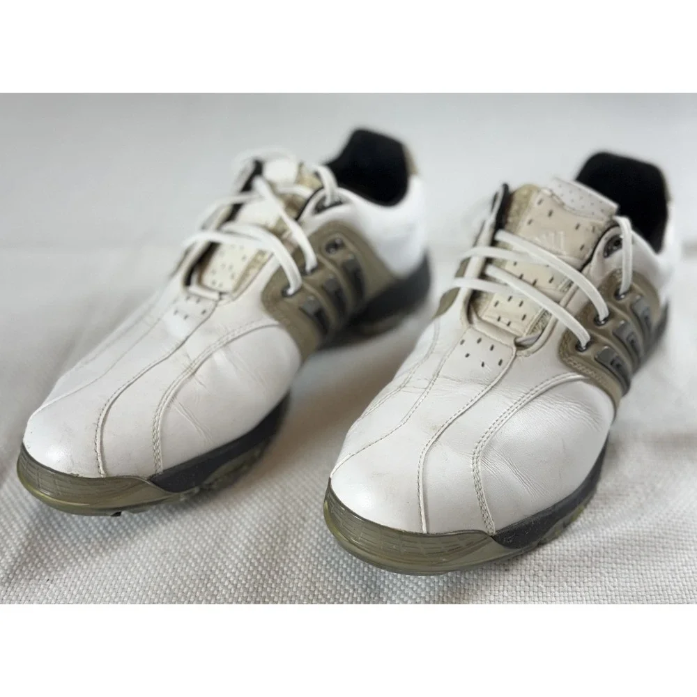 Adidas Tour 360 Golf Shoes‎ Mens 9 3D Fit Foam White Leather Spiked Performance
